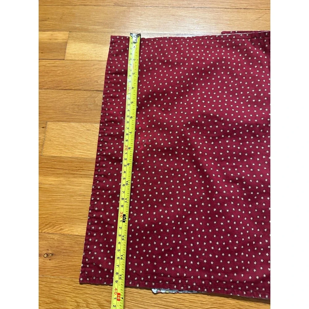 Vintage Reversible Cloth Placemats Set of 6 Burgundy Star Leaf Print Country Red